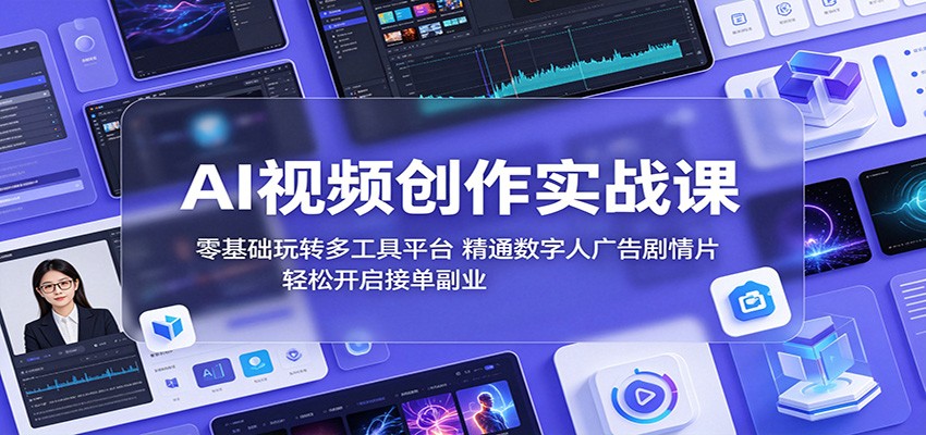AI视频创作实战课：零基础玩转多工具平台，精通数字人广告、剧情片，轻松开启接单副业-创业信息网