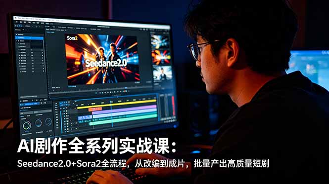 AI剧作全系列实战课:Seedance2.0+Sora2全流程,从改编到成片,批量产出高质量短剧