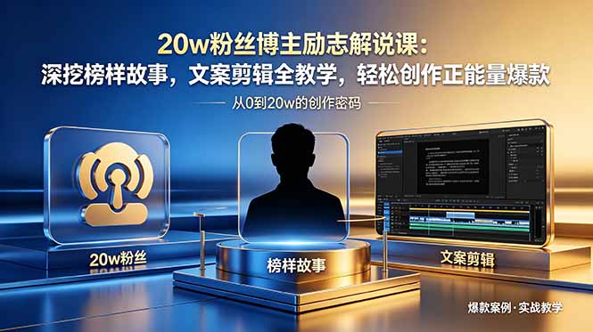 20w粉丝博主励志解说课:深挖榜样故事,文案剪辑全教学,轻松创作正能量爆款