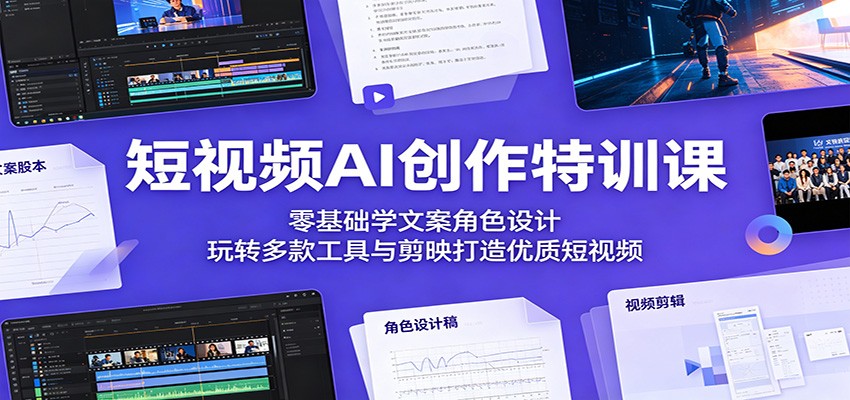 短视频AI创作特训课：零基础学文案角色设计，玩转多款工具与剪映打造优质短视频-创业信息网