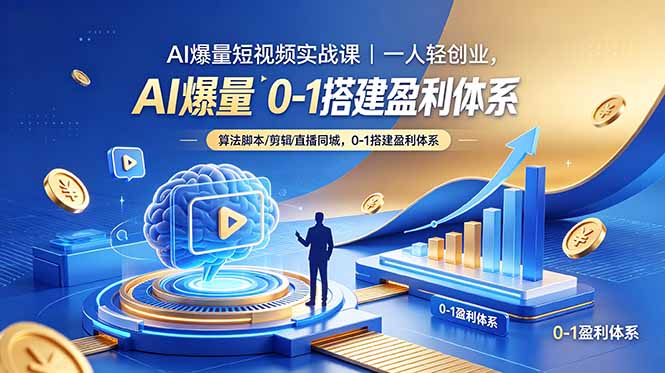AI爆量短视频实战课|一人轻创业,算法脚本剪辑直播同城,0-1搭建盈利体系