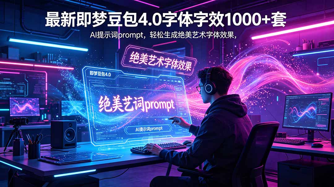 最新即梦豆包4.0字体字效1000+套,AI提示词prompt,轻松生成绝美艺术字体效果