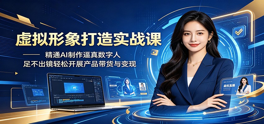 虚拟形象打造实战课：精通AI制作逼真数字人，足不出镜轻松开展产品带货与变现-创业信息网