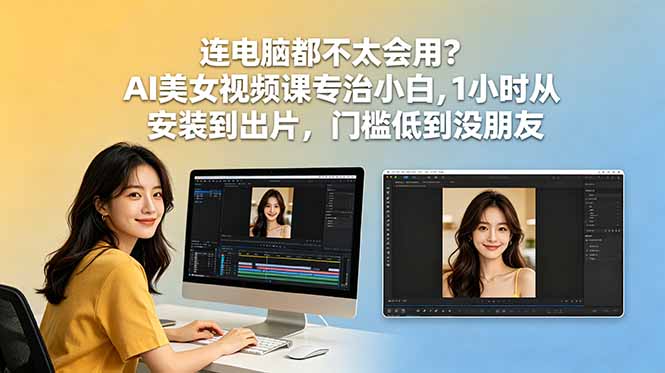 连电脑都不太会用?AI美女视频课专治小白,1小时从安装到出片,门槛低到没朋友