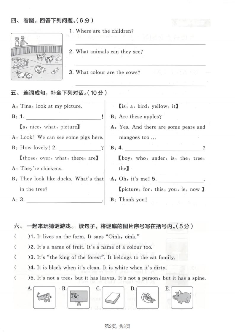 三年级下英语期末句型专项练习《译林版》