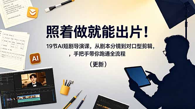 照着做就能出片!19节AI短剧导演课,从剧本分镜到对口型剪辑,手把手带你跑通全流程(更新