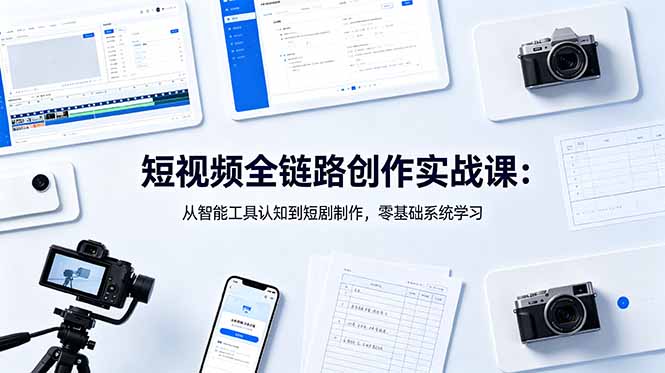 短视频全链路创作实战课:从智能工具认知到短剧制作,零基础系统学习