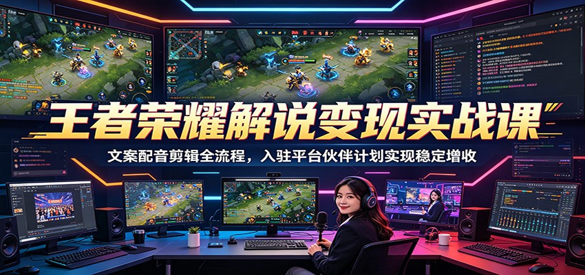王者荣耀解说变现实战课：文案配音剪辑全流程，入驻平台伙伴计划实现稳定增收-创业信息网