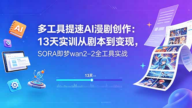 多工具提速AI漫剧创作:13天实训从剧本到变现,SORA即梦wan2-2全工具实战