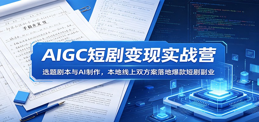AIGC短剧变现实战营：选题剧本与AI制作，本地线上双方案落地爆款短剧副业-创业信息网