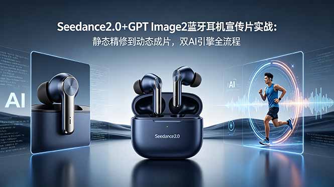 Seedance2.0+GPT Image2蓝牙耳机宣传片实战:静态精修到动态成片,双AI引擎全流程