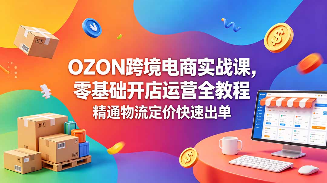 OZON 跨境电商实战课,零基础开店运营全教程,精通物流定价快速出单