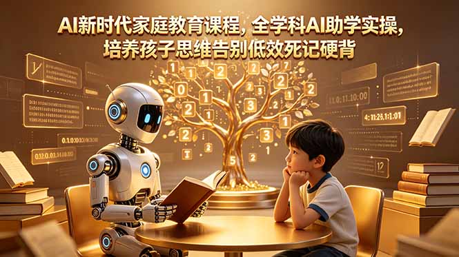 AI新时代家庭教育课程,全学科AI助学实操,培养孩子思维告别低效死记硬背