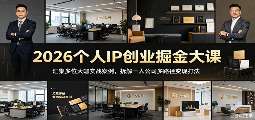 2026个人IP创业掘金大课：汇集多位大咖实战案例，拆解一人公司多路径变现打法-创业信息网
