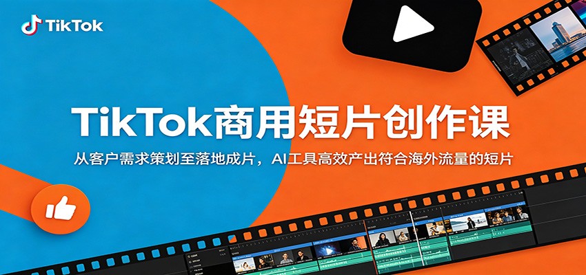 TikTok商用短片创作课：从客户需求策划至落地成片，AI工具高效产出符合海外流量的短片-创业信息网
