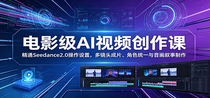 电影级AI视频创作课：精通Seedance2.0操作设置，多镜头成片、角色统一与音画叙事制作-创业信息网