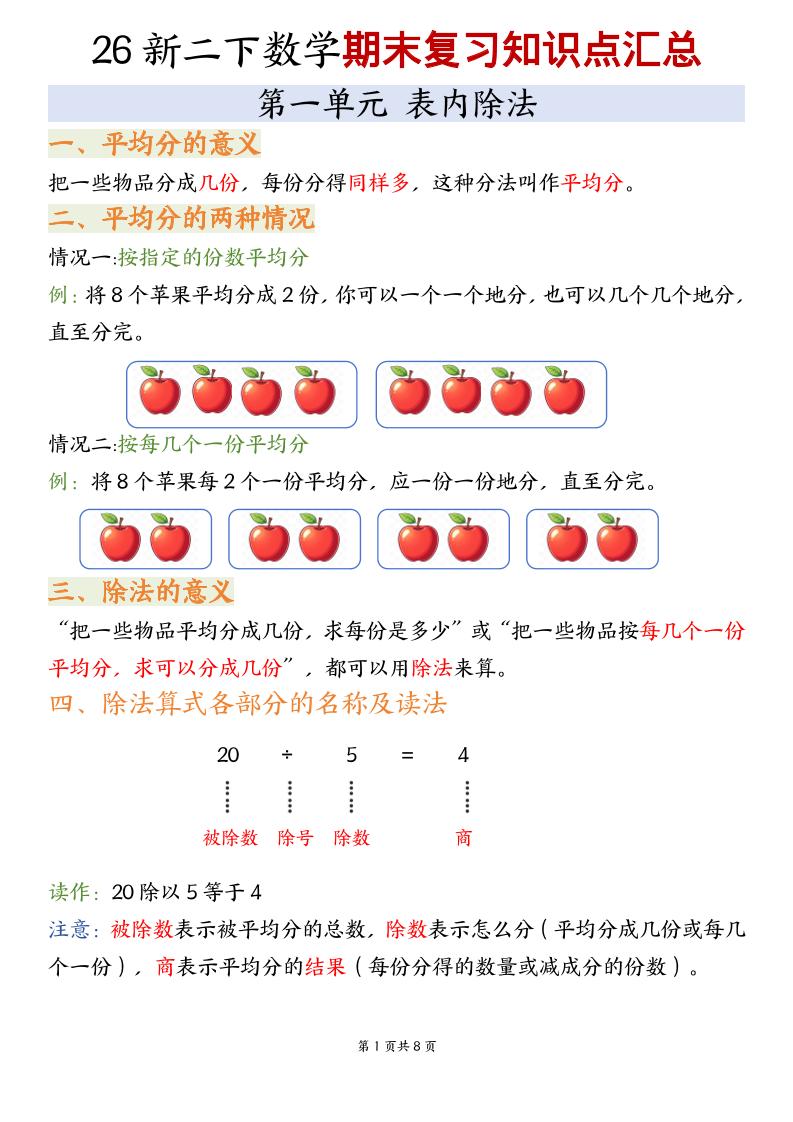 二年级下数学期末复习知识点汇总《沪教版》-创业信息网