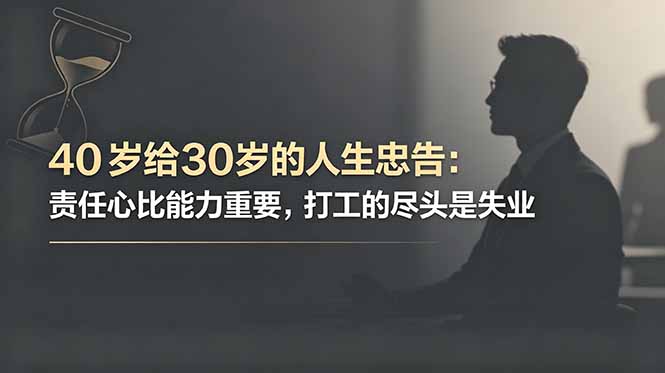 付费文章:40岁给30岁的人生忠告:责任心比能力重要,打工的尽头是失业