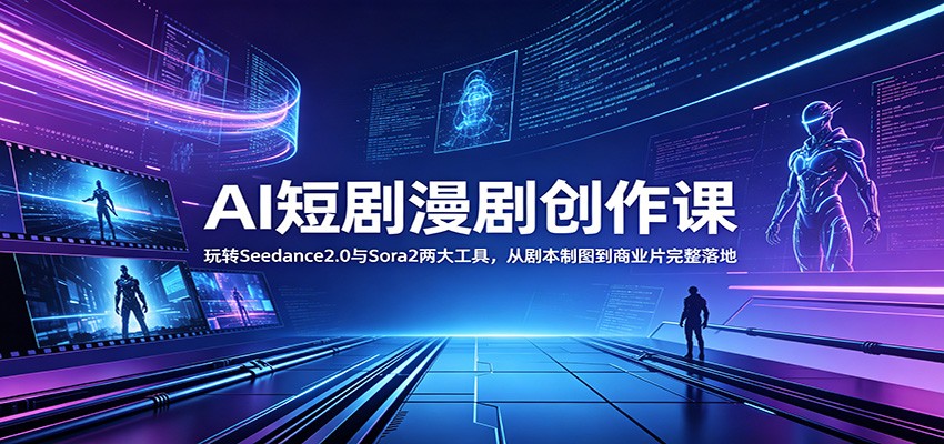 AI短剧漫剧创作课：玩转Seedance2.0与 Sora2两大工具，从剧本制图到商业片完整落地-创业信息网