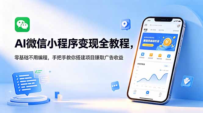 AI微信小程序变现全教程,零基础不用编程,手把手教你搭建项目赚取广告收益