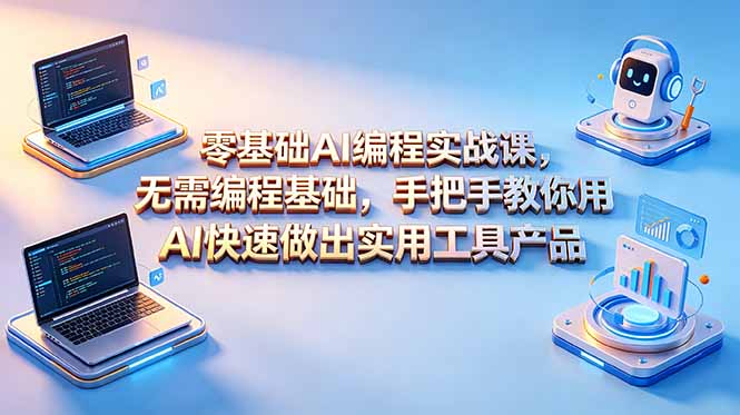 零基础AI编程实战课-更新,无需编程基础,手把手教你用AI快速做出实用工具产品