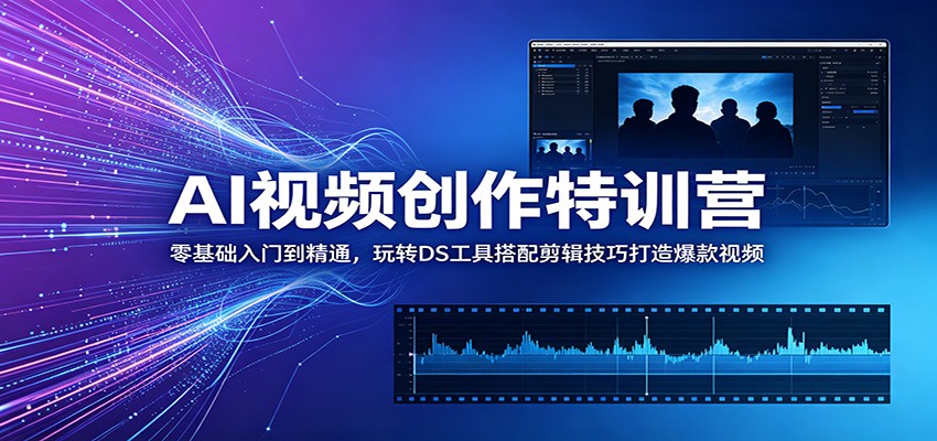 AI视频创作特训营：零基础入门到精通，玩转DS工具搭配剪辑技巧打造爆款视频-创业信息网