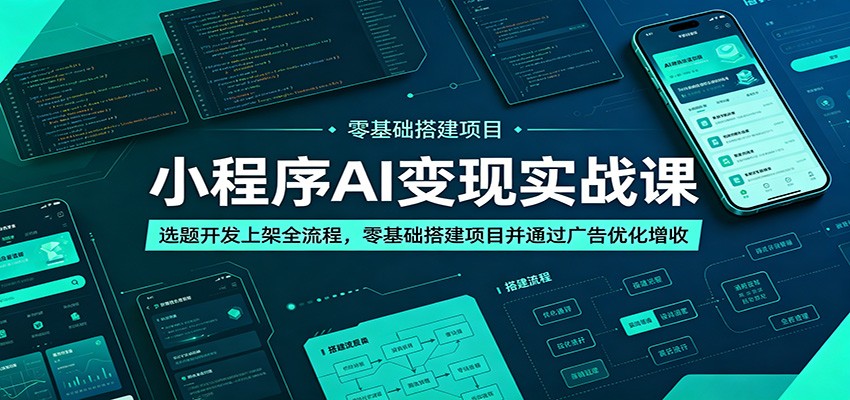 小程序AI变现实战课：选题开发上架全流程，零基础搭建项目并通过广告优化增收-创业信息网