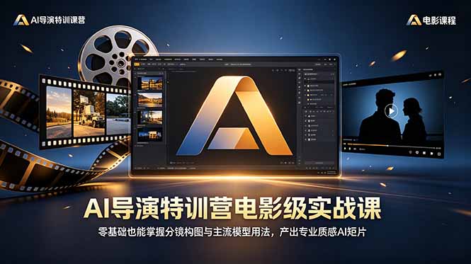 AI导演特训营电影级实战课,零基础也能掌握分镜构图与主流模型用法,产出专业质感AI短片