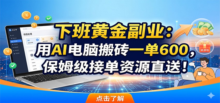 下班黄金副业：用AI电脑搬砖一单600，保姆级接单资源直送！-创业信息网