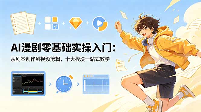 AI漫剧零基础实操入门:从剧本创作到视频剪辑,十大模块一站式教学
