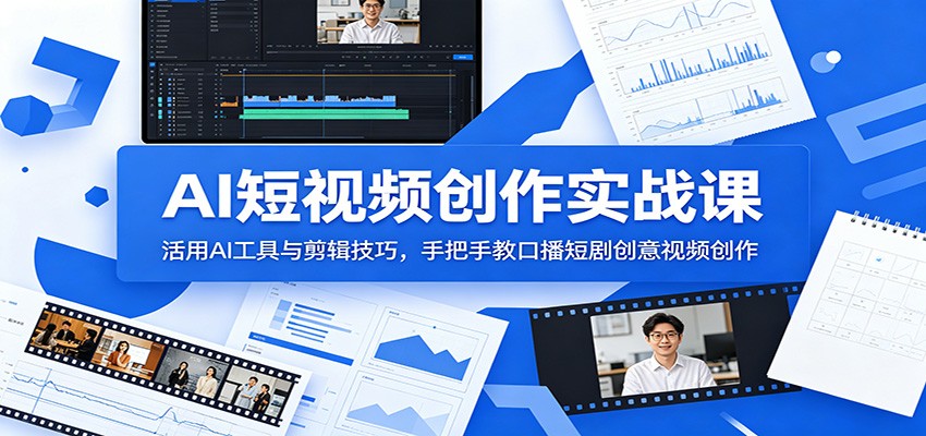 AI短视频创作实战课：活用AI工具与剪辑技巧，手把手教口播短剧创意视频创作-创业信息网
