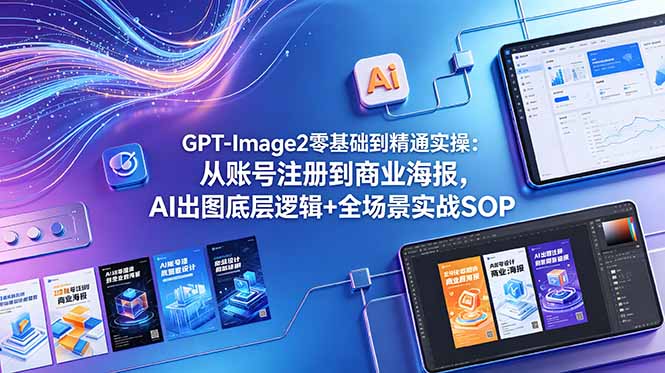 GPT-Image2零基础到精通实操:从账号注册到商业海报,AI出图底层逻辑+全场景实战SOP