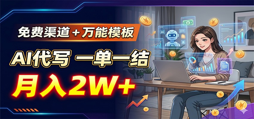 免费渠道+万能模板,AI代写一单一结,月入2W+-创业信息网