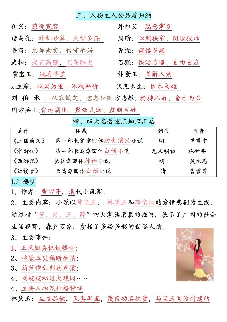 五年级下语文期末全册知识点汇总高频考点