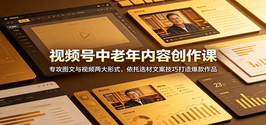 视频号中老年内容创作课：专攻图文与视频两大形式，依托选材文案技巧打造爆款作品-创业信息网
