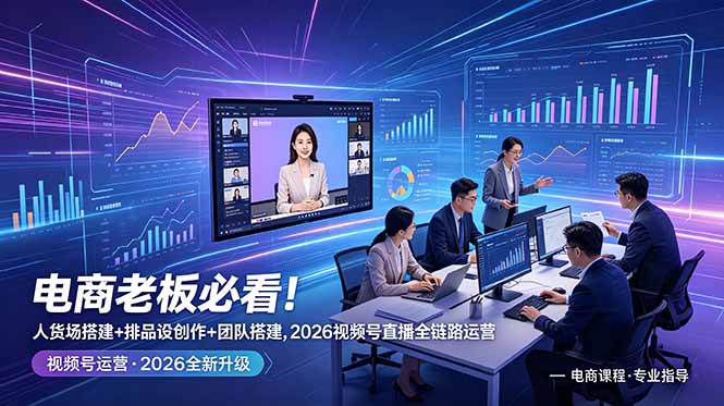 电商老板必看!人货场搭建+排品设计+素材创作+团队搭建,2026视频号直播全链路运营