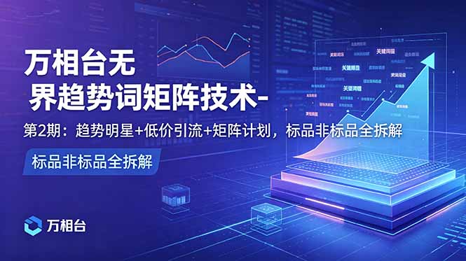 万相台无界趋势词矩阵技术-第2期:趋势明星+低价引流+矩阵计划,标品非标品全拆解