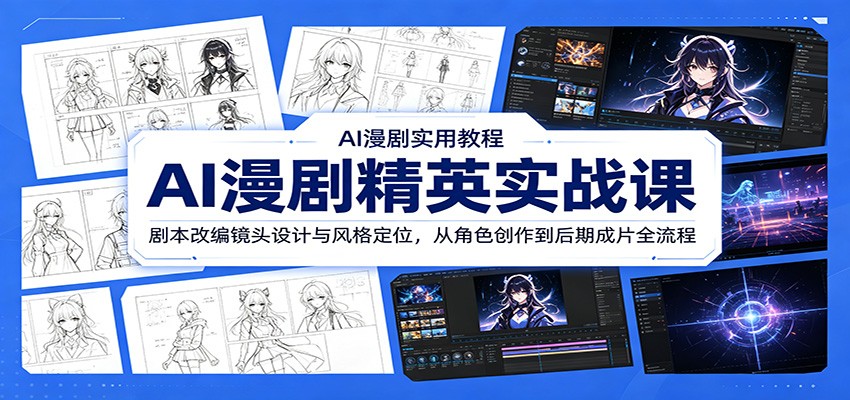 AI漫剧精英实战课：剧本改编镜头设计与风格定位，从角色创作到后期成片全流程-创业信息网