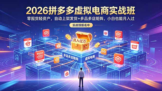 2026拼多多虚拟电商实战班：零囤货轻资产，自动上架发货+多品多店矩阵，小白也能月入过万-创业信息网