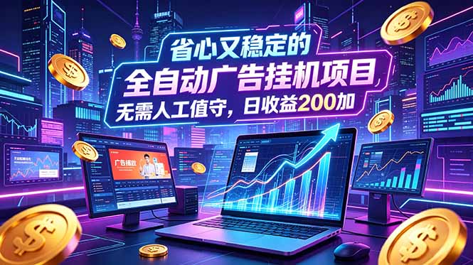 全自动广告挂机项目，全程无需人工值守。稳定创收每日收益200+-创业信息网