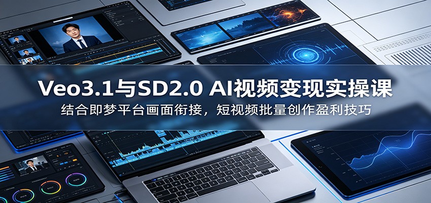 Veo3.1与SD2.0 AI视频变现实操课课：结合即梦平台画面衔接，短视频批量创作盈利技巧-创业信息网