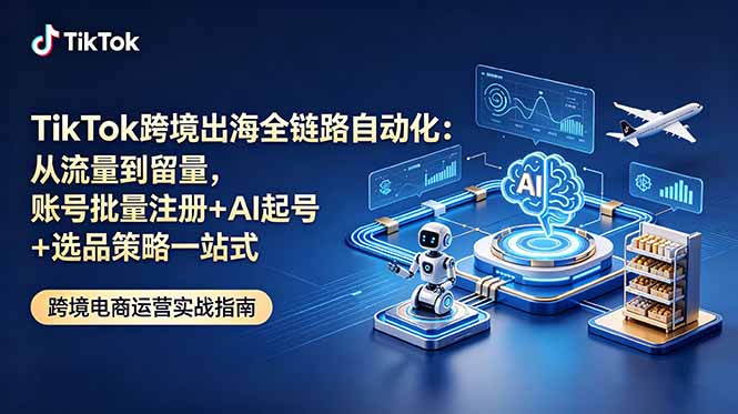 TikTok跨境出海全链路自动化:从流量到留量,账号批量注册+AI起号+选品策略一站式