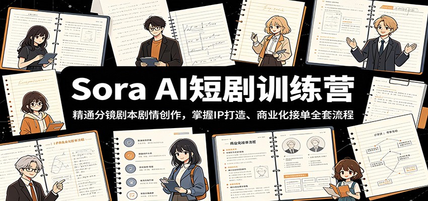 Sora AI短剧训练营：精通分镜剧本剧情创作，掌握IP打造、商业化接单全套流程-创业信息网