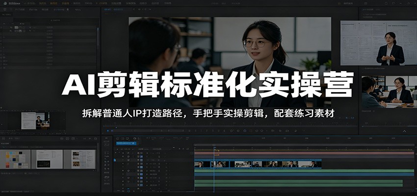 AI剪辑标准化实操营：拆解普通人IP打造路径，手把手实操剪辑，配套练习素材-创业信息网