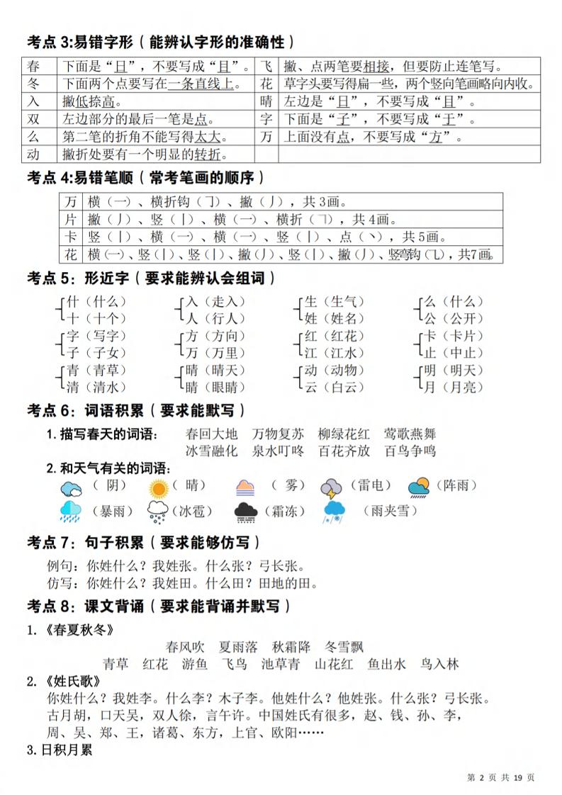 26春一年级下语文期末覆盖式复习重点