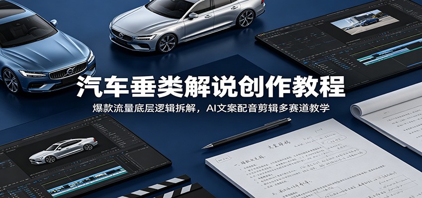 汽车垂类解说创作教程：爆款流量底层逻辑拆解，AI文案配音剪辑多赛道教学-创业信息网