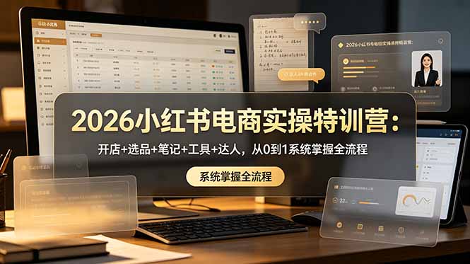2026小红书电商实操特训营:开店+选品+笔记+工具+达人,从0到1系统掌握全流程