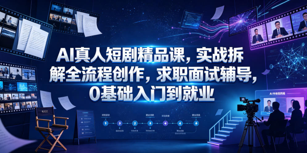 AI真人短剧精品课，实战拆解全流程创作，求职面试辅导，0基础入门到就业-创业信息网