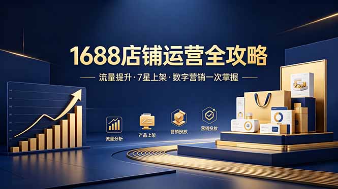 1688店铺没流量?产品上架不到7星?数字营销不会投?全套运营技能一次学(更新6月