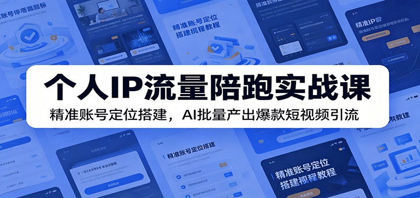 个人IP流量陪跑实战课：精准账号定位搭建，AI批量产出爆款短视频引流-创业信息网